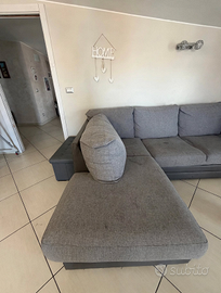 Divano angolare con penisola chaise longue grigio