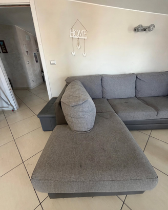 Divano angolare con penisola chaise longue grigio