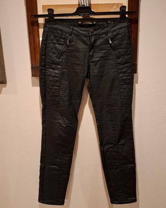 pantaloni donna neri Zara cotone elastico tg 38 