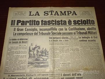 GIORNALE ORIGINALE 1943: PARTITO FASCISTA SCIOLTO