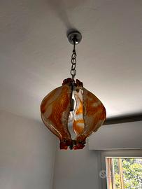 Lampadario Vintage Anni 70 in Vetro Artistico