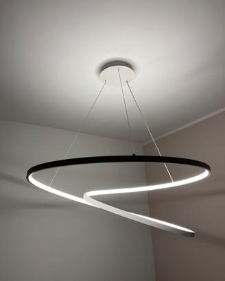 Lampadario a led sospensione a onda linea luce