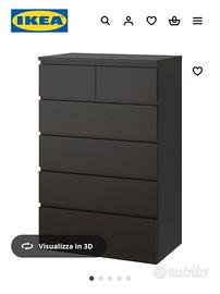 Cassettiera IKEA MALM nera, molto capiente