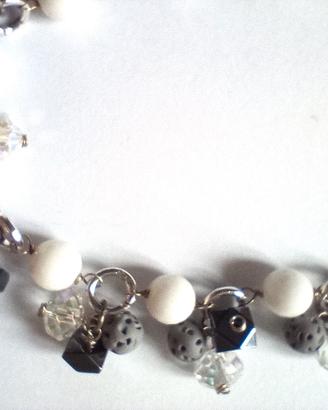 bracciale con charms ematite, agata bianca e crist