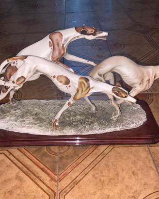 Scultura Levrieri In Corsa Auro Belcari