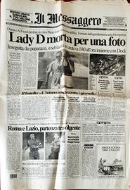 Il Messaggero 1 settembre 1997 morte Lady Diana