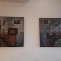 Coppia di quadri materici etnici