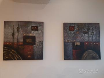 Coppia di quadri materici etnici