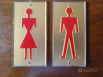 TARGA TOILETTE coppia tabelle figure ORIGINALI '70