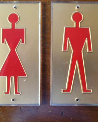 TARGA TOILETTE coppia tabelle figure ORIGINALI '70