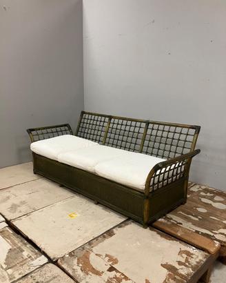 DIVANO 3 POSTI BOHO-CHIC IN RATTAN E BAMBU VERDE
