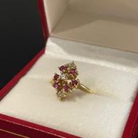 Anello oro 18kt con diamanti e rubini 