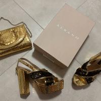 Sandali e Pochette Albano n 37 vero cuoio nero oro