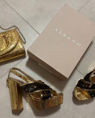 Sandali e Pochette Albano n 37 vero cuoio nero oro