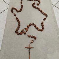 Rosario  gigante con croce antico in legno