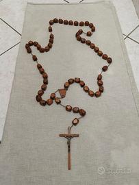 Rosario  gigante con croce antico in legno