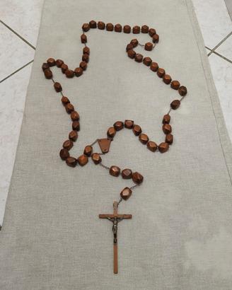 Rosario  gigante con croce antico in legno