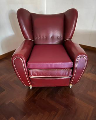 Poltrona Bergeré vintage anni 50 bordeaux