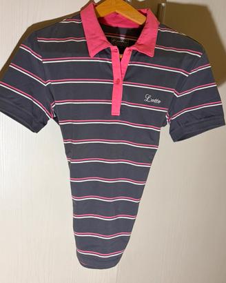 Polo Lotto Heritage grigia righe fucsia bianche 46