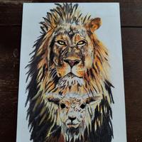 ritratto di un leone e un agnello 24×33 cm