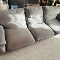 Divano poltrone & sofà - 3 posti con puof - Grigio