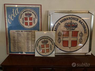 Trittico poster Partito monarchico, d'epoca