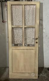 Porta vintage in legno vetrata