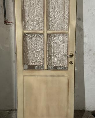 Porta vintage in legno vetrata