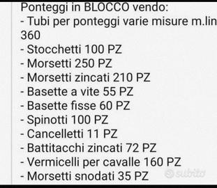 ponteggi solo in BLOCCO trattabili 
