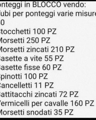 ponteggi solo in BLOCCO trattabili 
