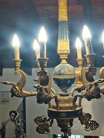 Lampadario antico bronzo dorato Stile Impero XIX