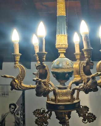 Lampadario antico bronzo dorato Stile Impero XIX