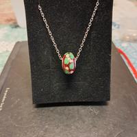 charm in vetro di Murano con Catenina in acciaio 
