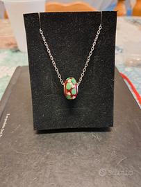charm in vetro di Murano con Catenina in acciaio 