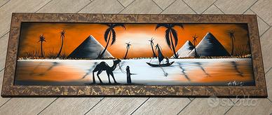 Quadro con cornica paesaggio egiziano