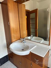 Due mobili bagno eleganti in legno con specchiere