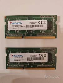 RAM ADATA 8GB (2X4GB) DDR3L 1600 Mhz per Notebook