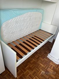 Struttura letto singolo bianca con rete