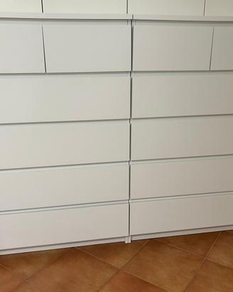 > 2 Cassettiere IKEA MALM 6 cassetti - Bianca