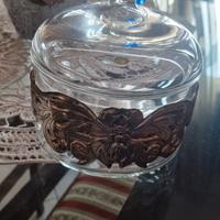 Biscottiera cristallo Boemia e argento 925