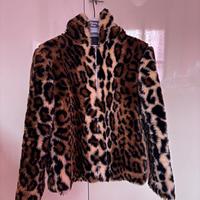 Pelliccia leopardata donna con cappuccio tg S