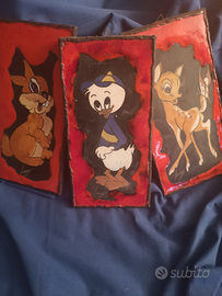 3 formelle ceramica F. Bozzola personaggi Disney