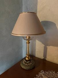 Coppia Lumetti Vetro e Metallo Dorato