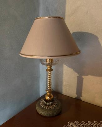 Coppia Lumetti Vetro e Metallo Dorato