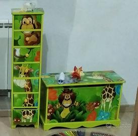 Set cassapanca e cassettiera giungla