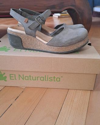 Scarpe El Naturalista n.39 color Kaki, con zeppa 