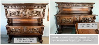 Credenze intagliate con scene militari