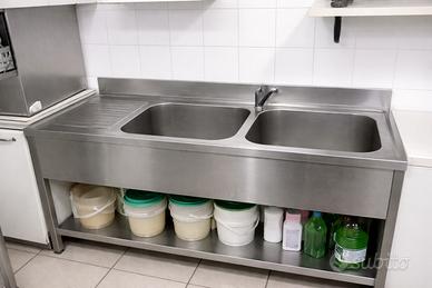 Lavandino doppia vasca in acciaio inox