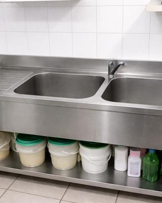Lavandino doppia vasca in acciaio inox