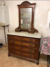 Mobile Antico Primi '900 con Specchiera e Marmo